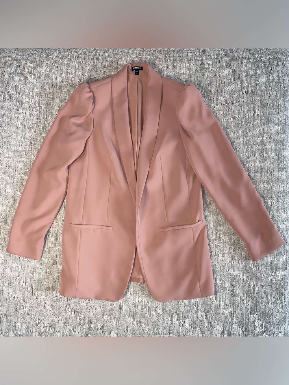 Express Blush Pink Tailored Blazer with Puff Shoulders